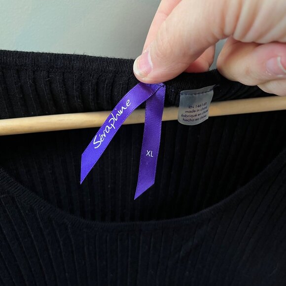 Seraphine Black Ribbed Knit Long Sleeve Bodycon Maternity Dress XL - Picture 2 of 4